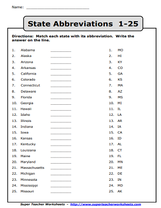Abbreviation Worksheets