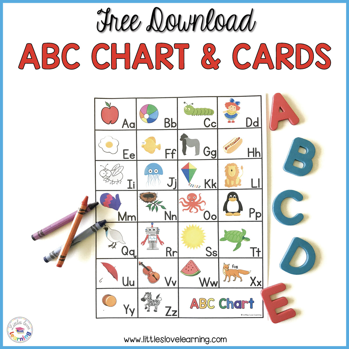 FREE Preschool &  Kindergarten ABC Flashcards &  Printable Chart
