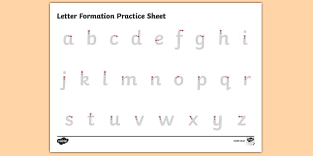 Letter Formation ABC Home Work Handwriting Sheet - Parents