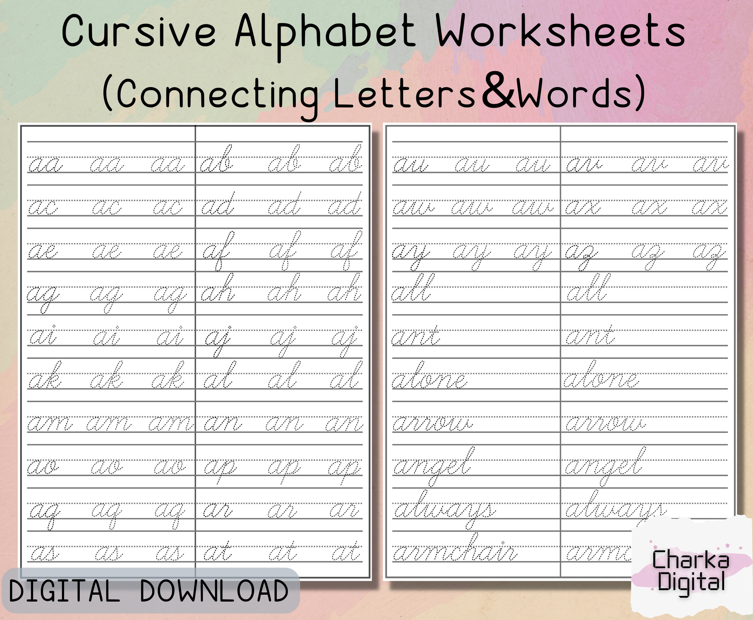 Printable Cursive Alphabet Worksheets, Handwritting Practice Pages ...