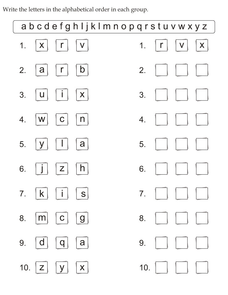 abc order letters worksheet