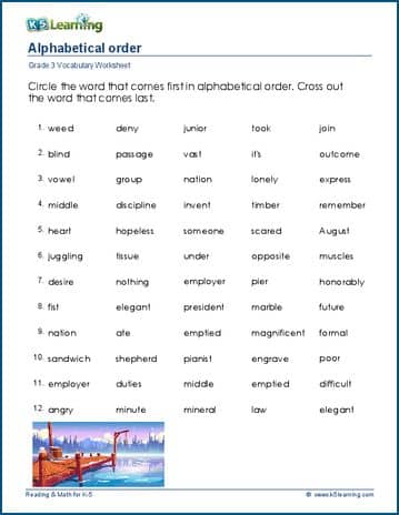 Alphabetical order for grade 3 | Worsheets library