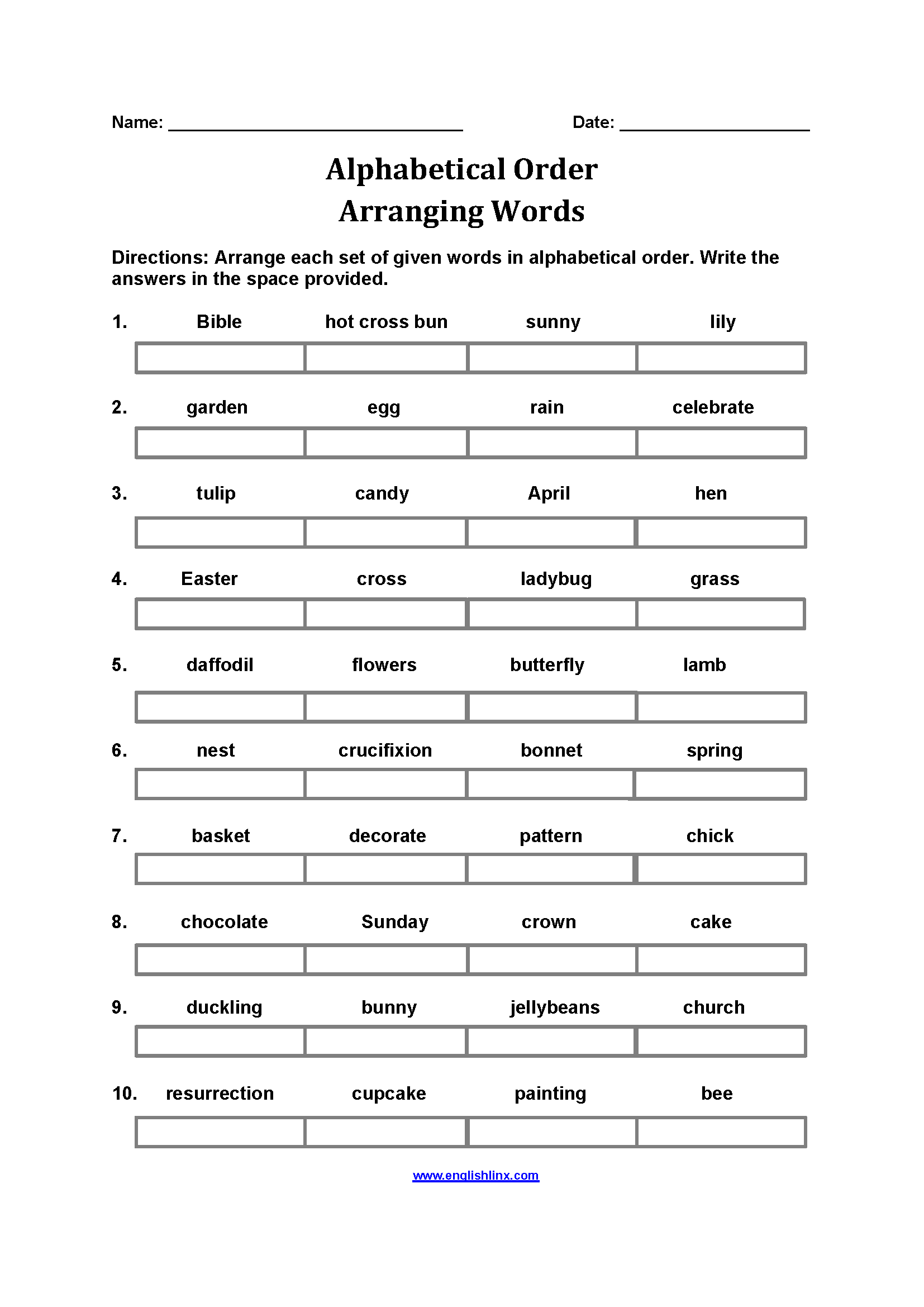 Alphabet Worksheets | Alphabetical Order Worksheets