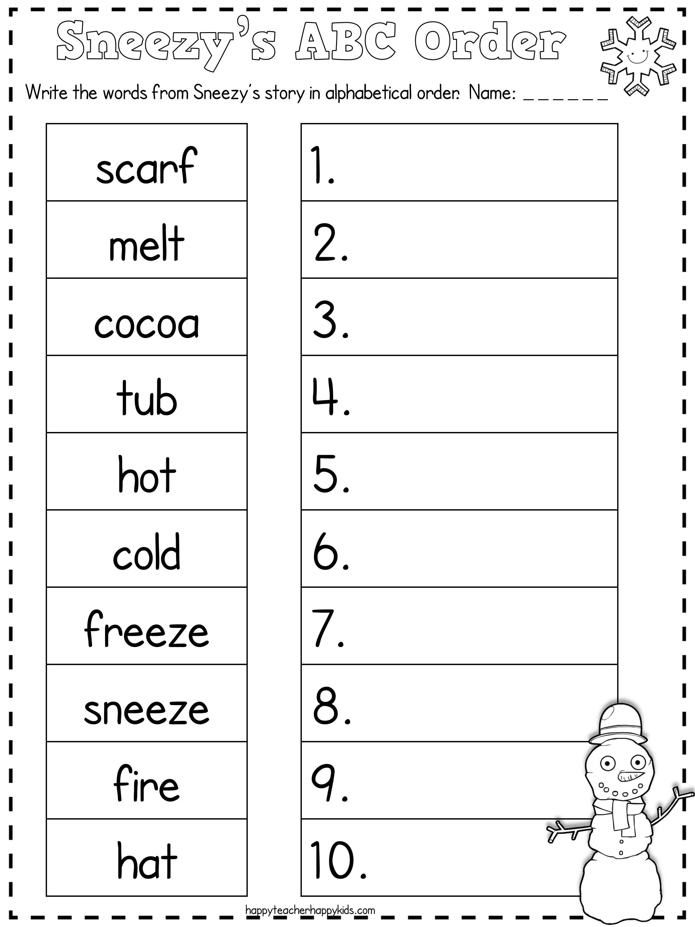 abc order worksheet for kindergarten