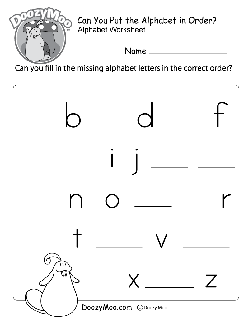 Missing Letter Worksheets (Free Printables) - Doozy Moo