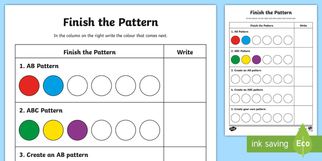 Create your own pattern Worksheet  