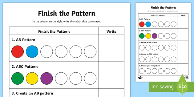 Create your own pattern Worksheet  