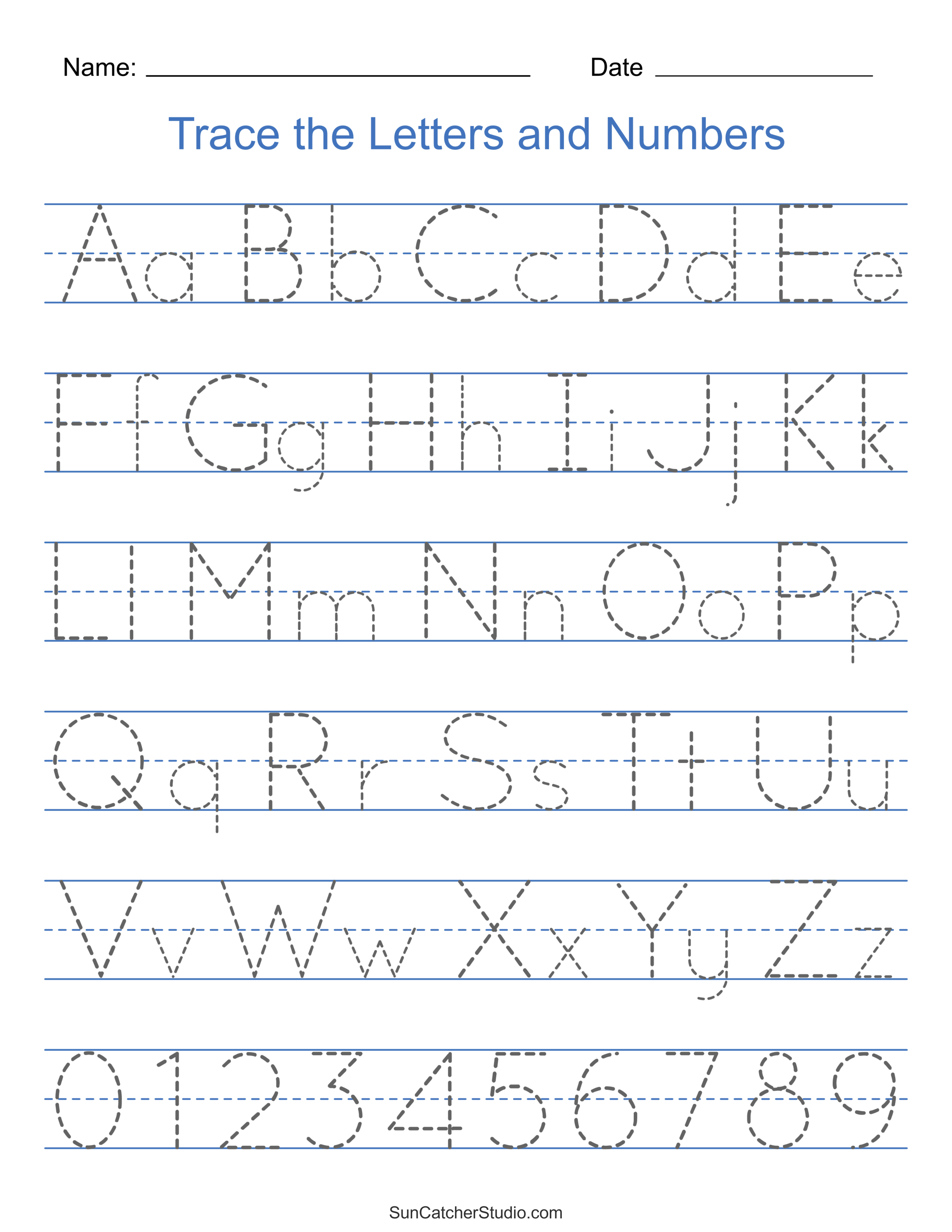 Tracing Alphabet Letters (Printable Handwriting Worksheets) - DIY ...