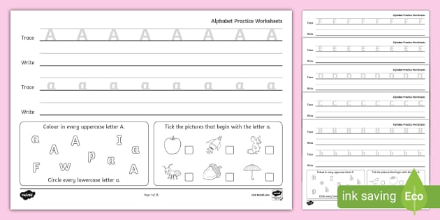 FREE! - Alphabet Practise Worksheets (teacher made) 