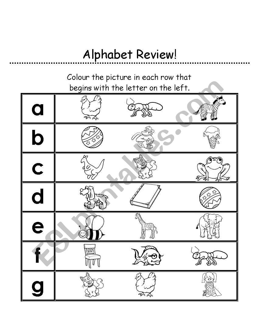 alphabet review - ESL worksheet by heather.burtch
