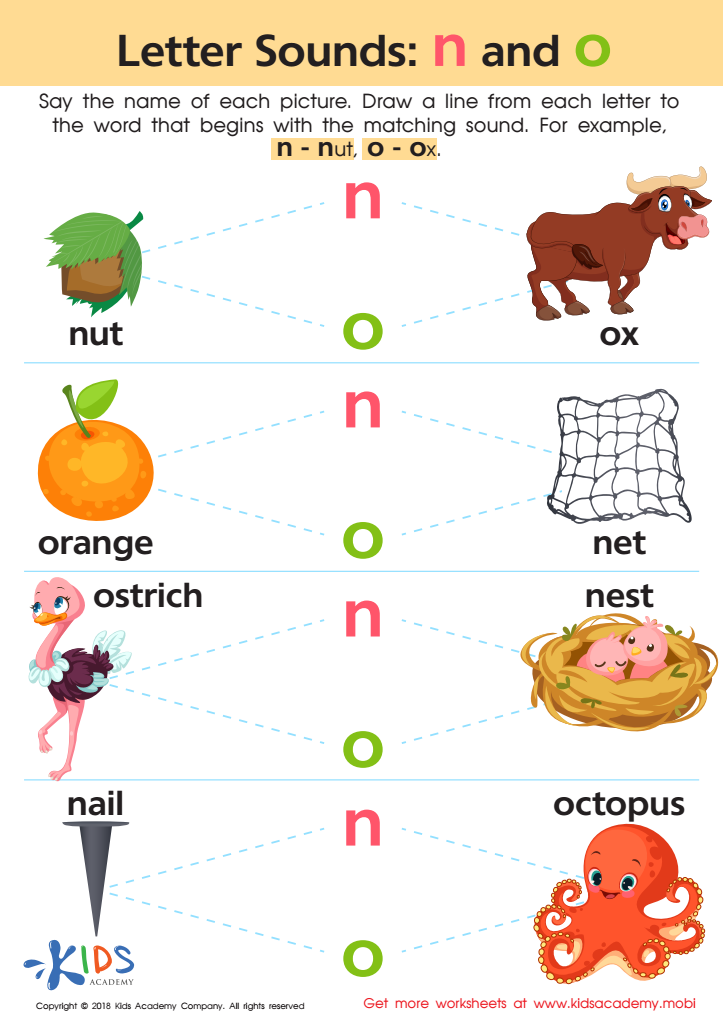 Letter N and O Sounds Worksheet: Free Phonics Printable for Kids