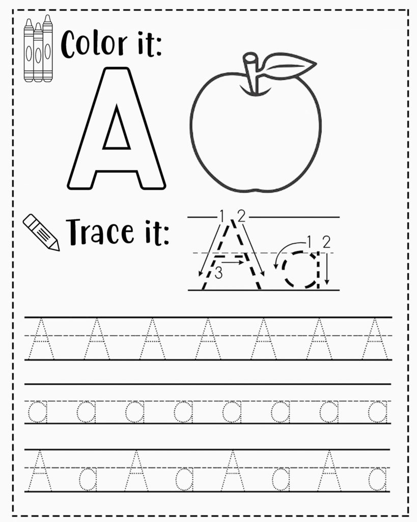 abc tracing worksheet for kindergarten