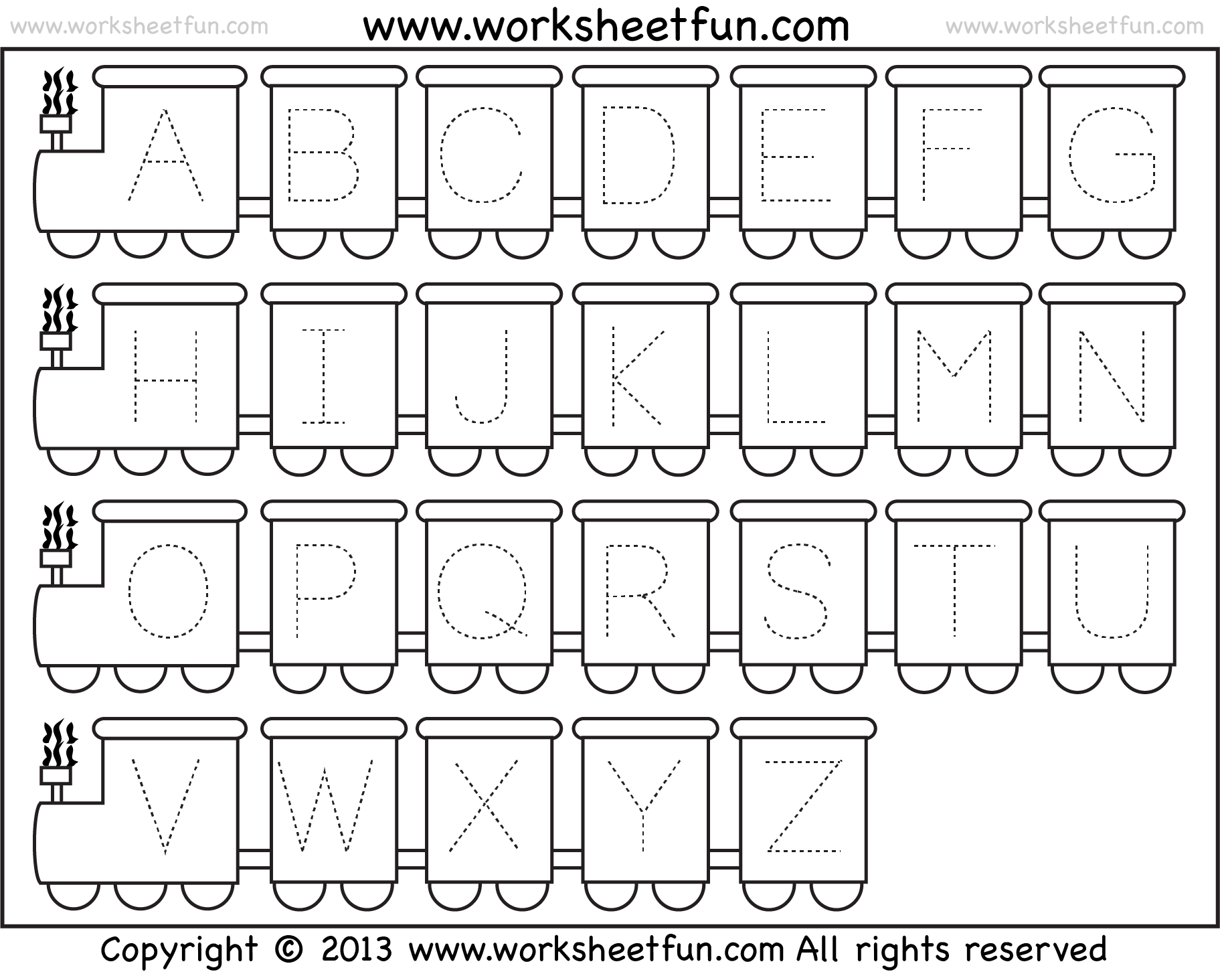 Letter Tracing Worksheet - Train Theme / FREE Printable Worksheets ...