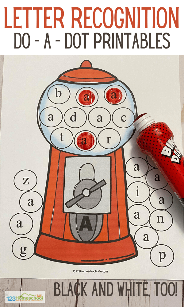 FREE Find and Dab Gumball ABC Printable Worksheets