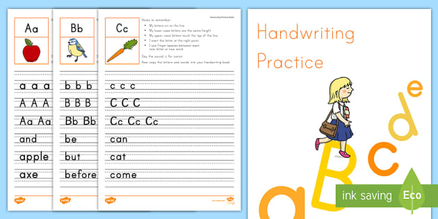 ABC Practice Print Handwriting Worksheets Booklet - ELA