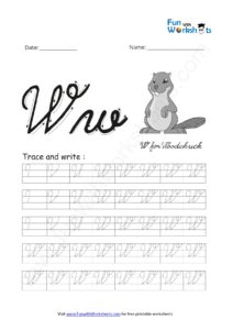 Cursive Handwriting Practice Capital Letter W - free printable ...