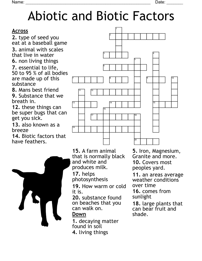 Abiotic and Biotic Factors Crossword - WordMint