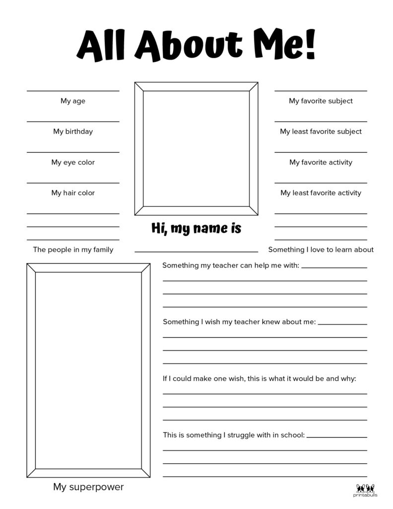 about me worksheet middle school