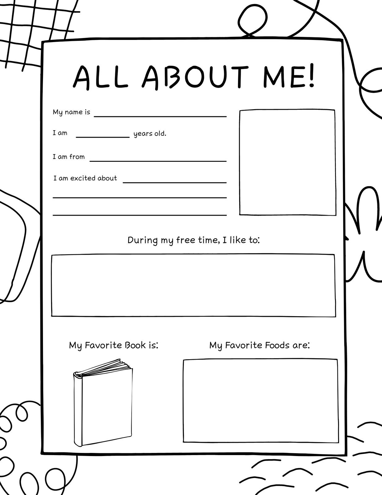 Free and printable All About Me worksheet templates 
