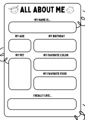 Free and printable All About Me worksheet templates 