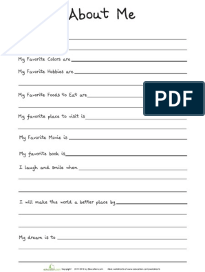 All About Me 1 Worksheet PDF | PDF