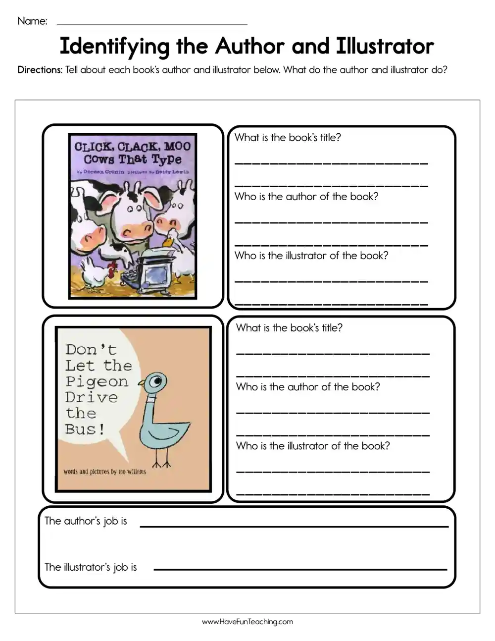 about the author worksheet