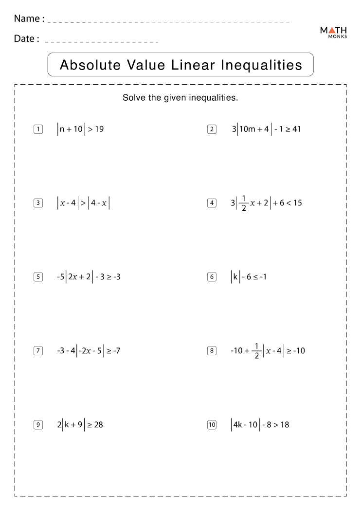 absolute value equations and inequalities worksheet