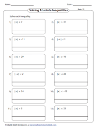absolute value inequalities worksheet answers