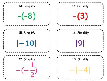 Number Line DASH! Negatives, number lines, absolute value, &  opposites!