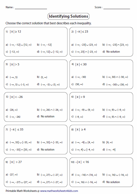 absolute value symbols worksheet