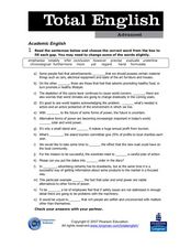 Total English Advanced: Academic English Worksheet for 8th - 10th ...