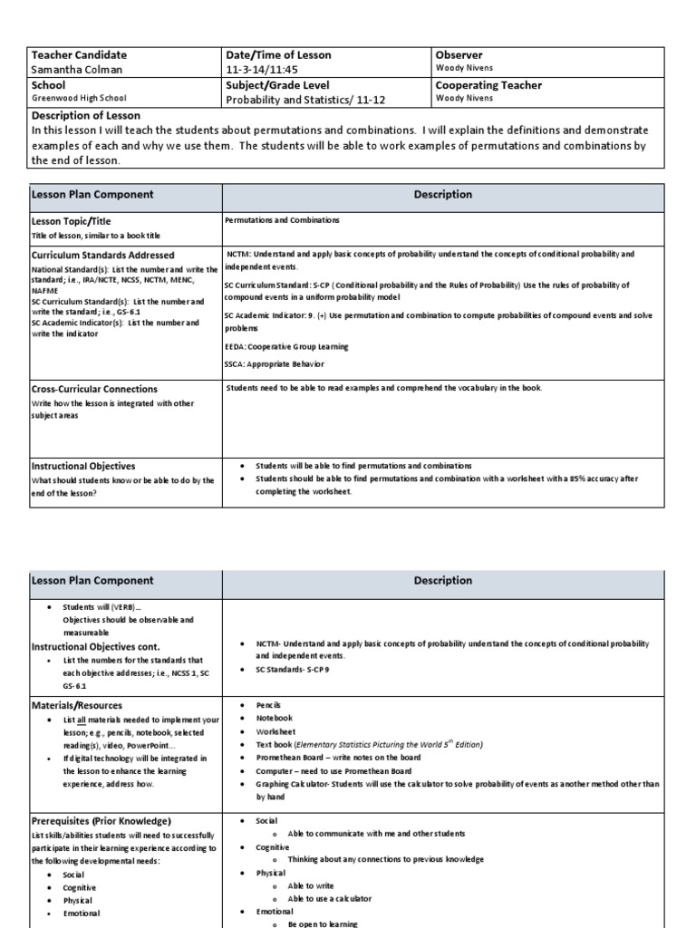 acc math i permutations and combinations worksheet answers