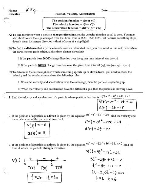 acceleration worksheet with answers
