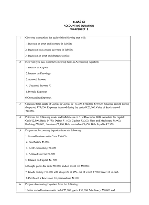 Basic Accounting equation worksheet | Live Worksheets - Worksheets Library