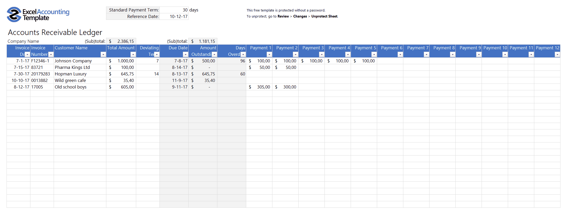 Free Accounting Templates in Excel - download for your business