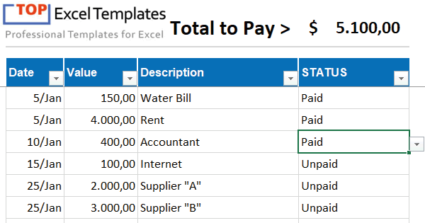 Accounts Payable Free Spreadsheet - Excel Accounting Template Example