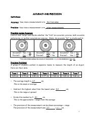 Arya Goswami - Accuracy and Precision Worksheet Doc.pdf - Name ...