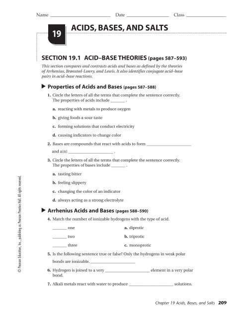 acid and base properties worksheet