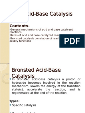 Acid Base Catalysis | PDF | Catalysis | Acid