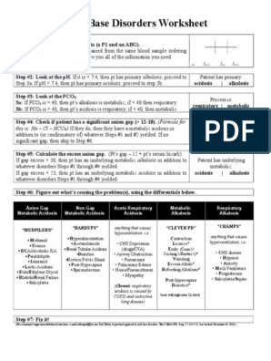 Acid Base Worksheet | PDF | Metabolism | Intensive Care Medicine