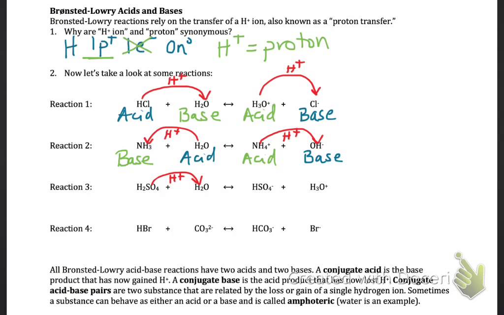 acid base reaction worksheet
