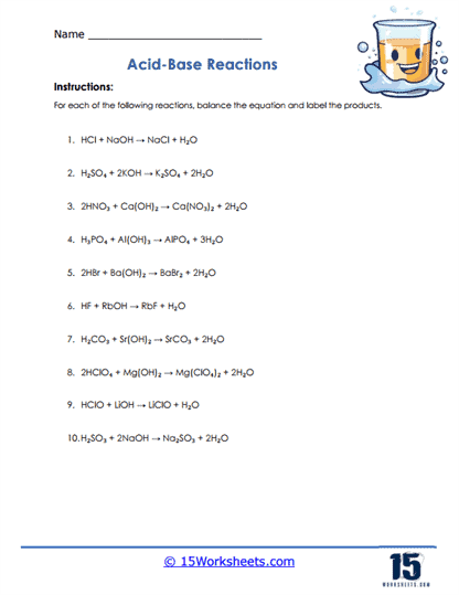 acids and bases worksheet answers