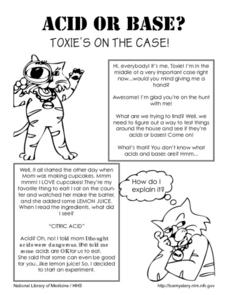 Acid or Base? Toxies On The Case! Worksheet for 5th - 6th Grade ...