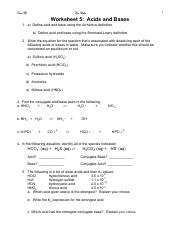 acids and bases worksheet.pdf - Chem 1B Dr. White 1 Worksheet 5 ...