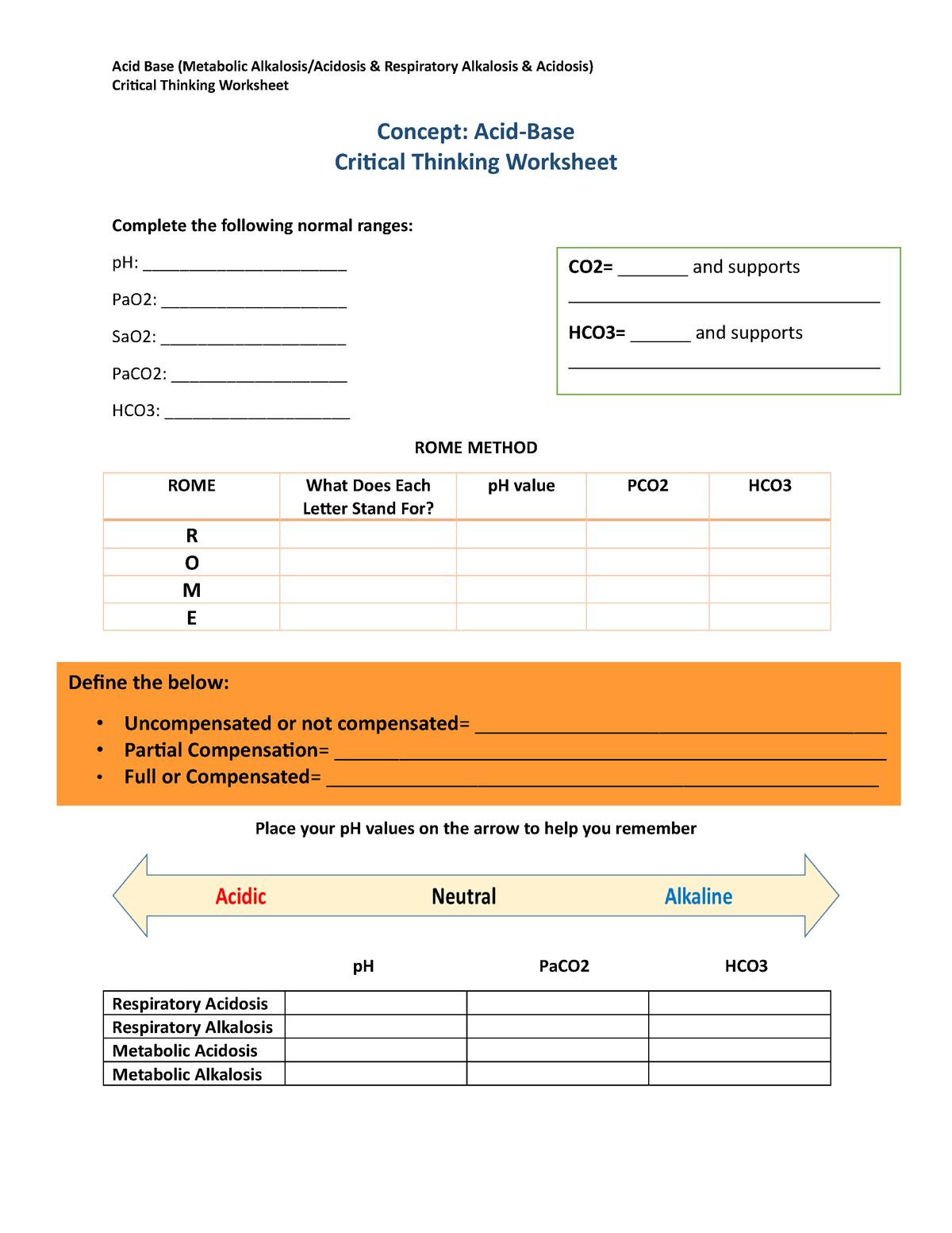 Acid Base worksheet - acid base - Critical Thinking Worksheet ...