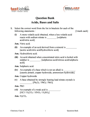 Acids Bases And Salts Question Bank Pdf - Fill and Sign Printable ...