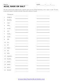acids bases and salts worksheet answers
