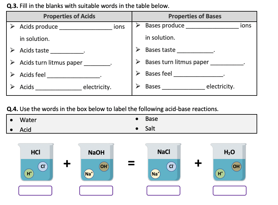 acids bases student worksheet
