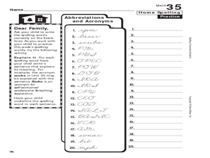 Spelling: Abbreviations and Acronyms Worksheet for 4th - 5th Grade ...
