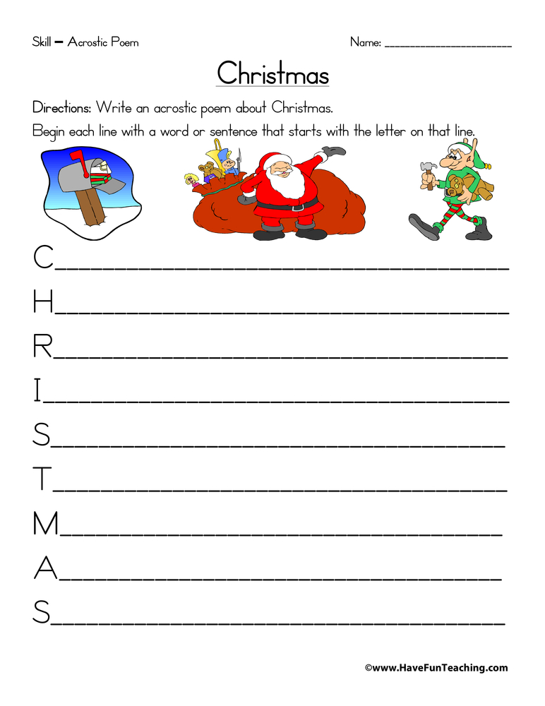 acrostic poems worksheet